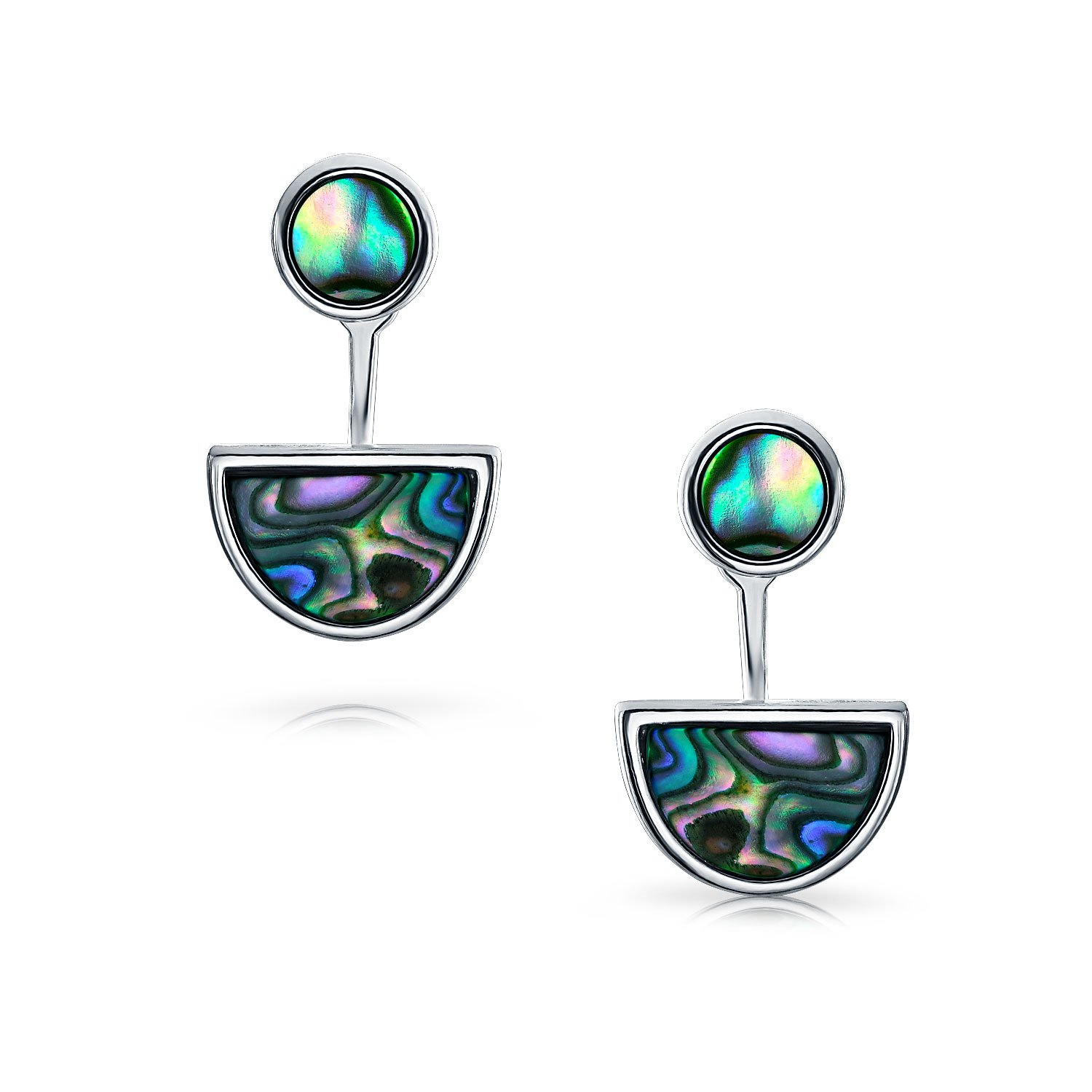 Geometrische Boho-Kreis-Ohrringe aus .925 Sterlingsilber mit Abalone-Muschel-Design