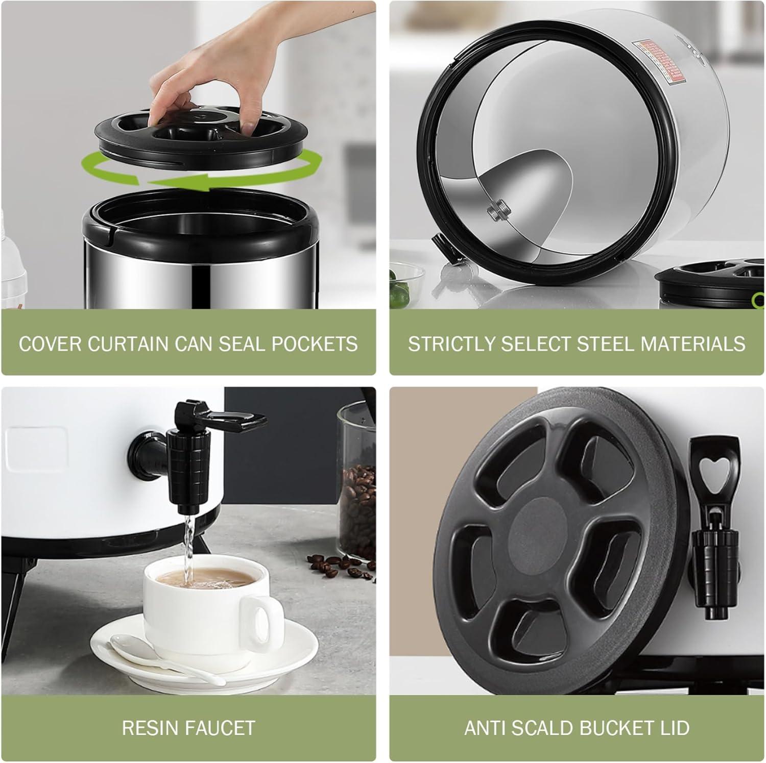 Hot Water Dispenser 6L Insulated Hot Water Urn with Faucet Stainless Steel Tea Dispenser for Coffee Tea Cold Milk Juice