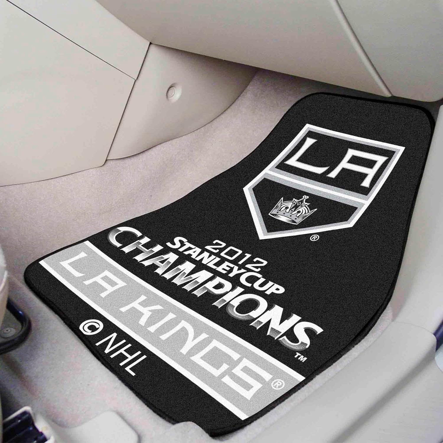FANMATS 12668 Los Angeles Kings 2012 NHL Stanley Cup Champions Front Carpet Car Mat Set - 2 Pieces