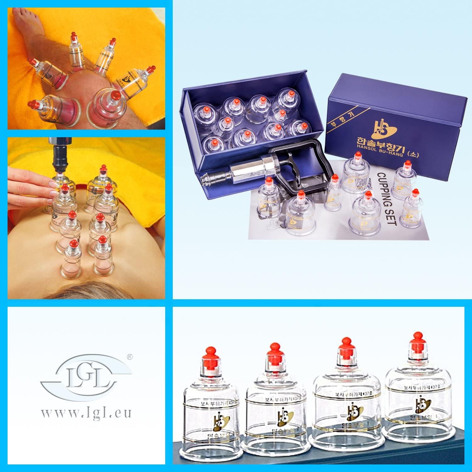 LENITH Professional Cupping Set Cupping Kit Equipment Set with Pumping Handle 10 Cups & English Manual (Made in Korea) Small