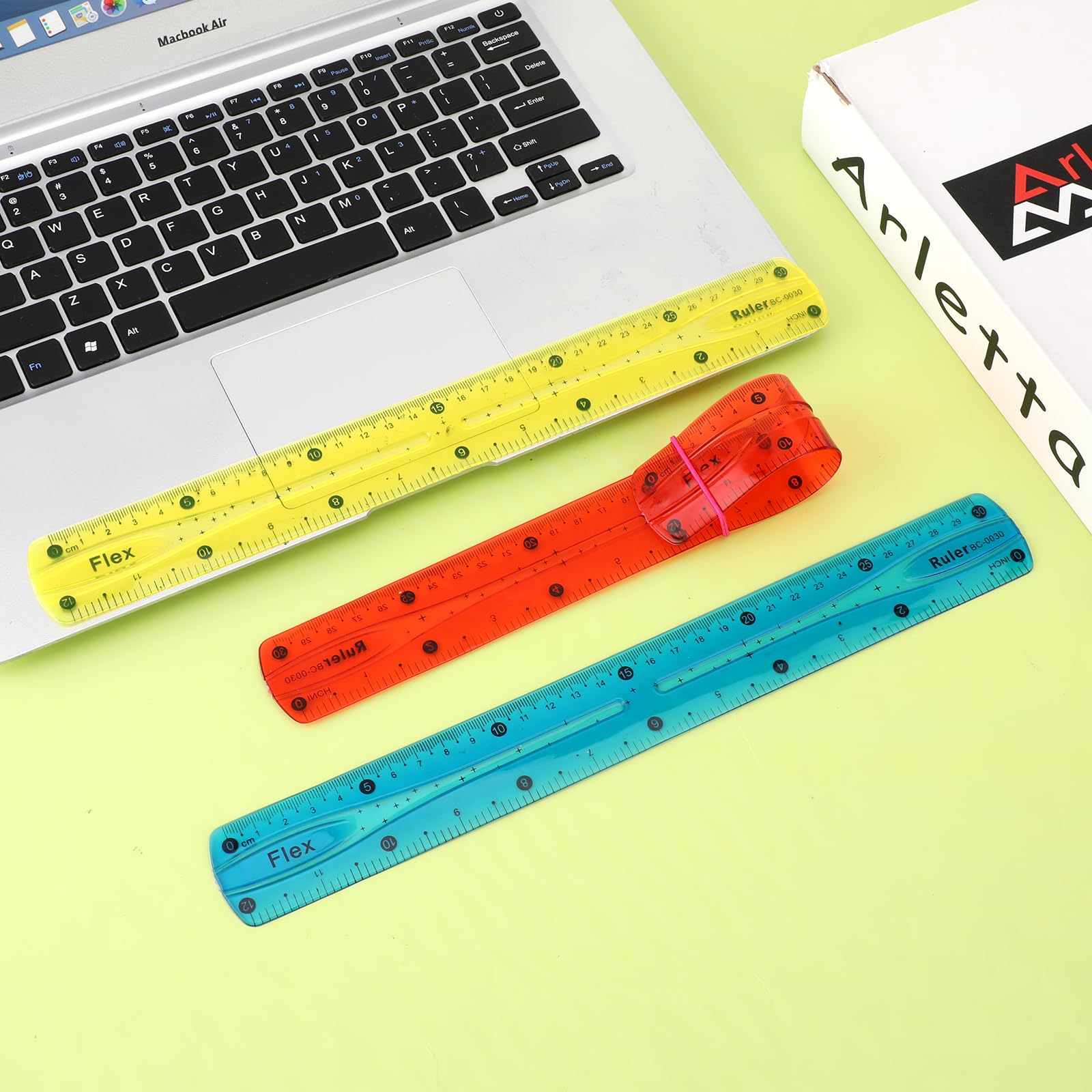 3Pcs Flexible Ruler, 12 Inch Translucent Plastic Rulers Shatterproof Bendy Rulers with Inches and Centimeters Soft Bendable Rulers for Kids Adults Classroom School Home Office (Red Yellow Blue) - Image 5