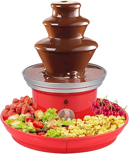Miniatura 3 de Fuente de chocolate eléctrica con bandeja de servicio extraíble, máquina de fuente de chocolate de 3 capas, fuente de fondue de chocolate de acero