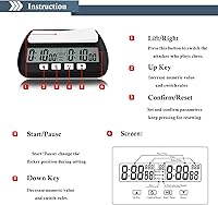 Vista 3 de Temporizador digital de reloj de ajedrez, temporizador de ajedrez QINFIEY para juegos de mesa, profesional con función de cuenta regresiva