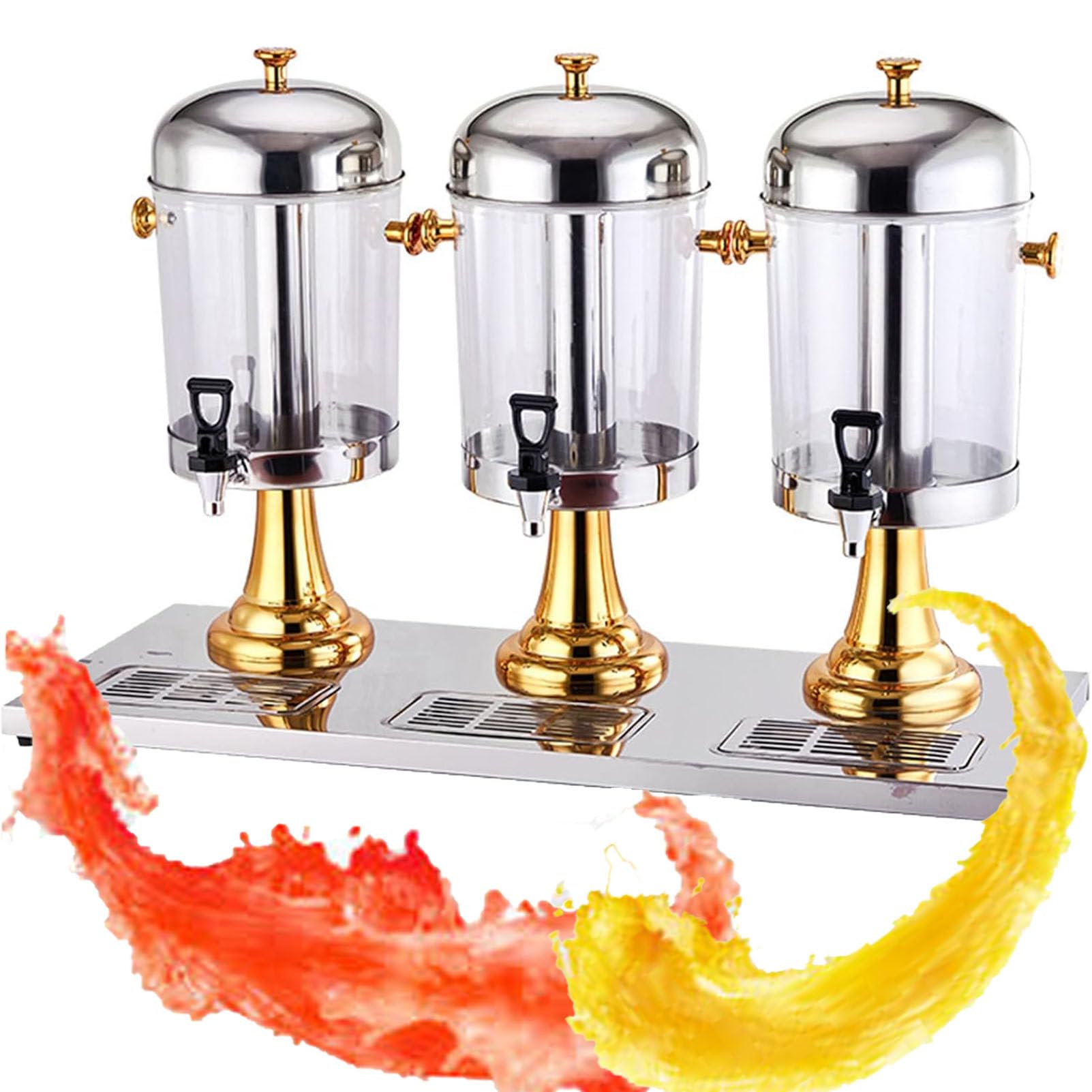 Distributeur de jus et de boissons commercial en acier inoxydable et verre transparent pour libre-service lors de fêtes, événements et restaurants