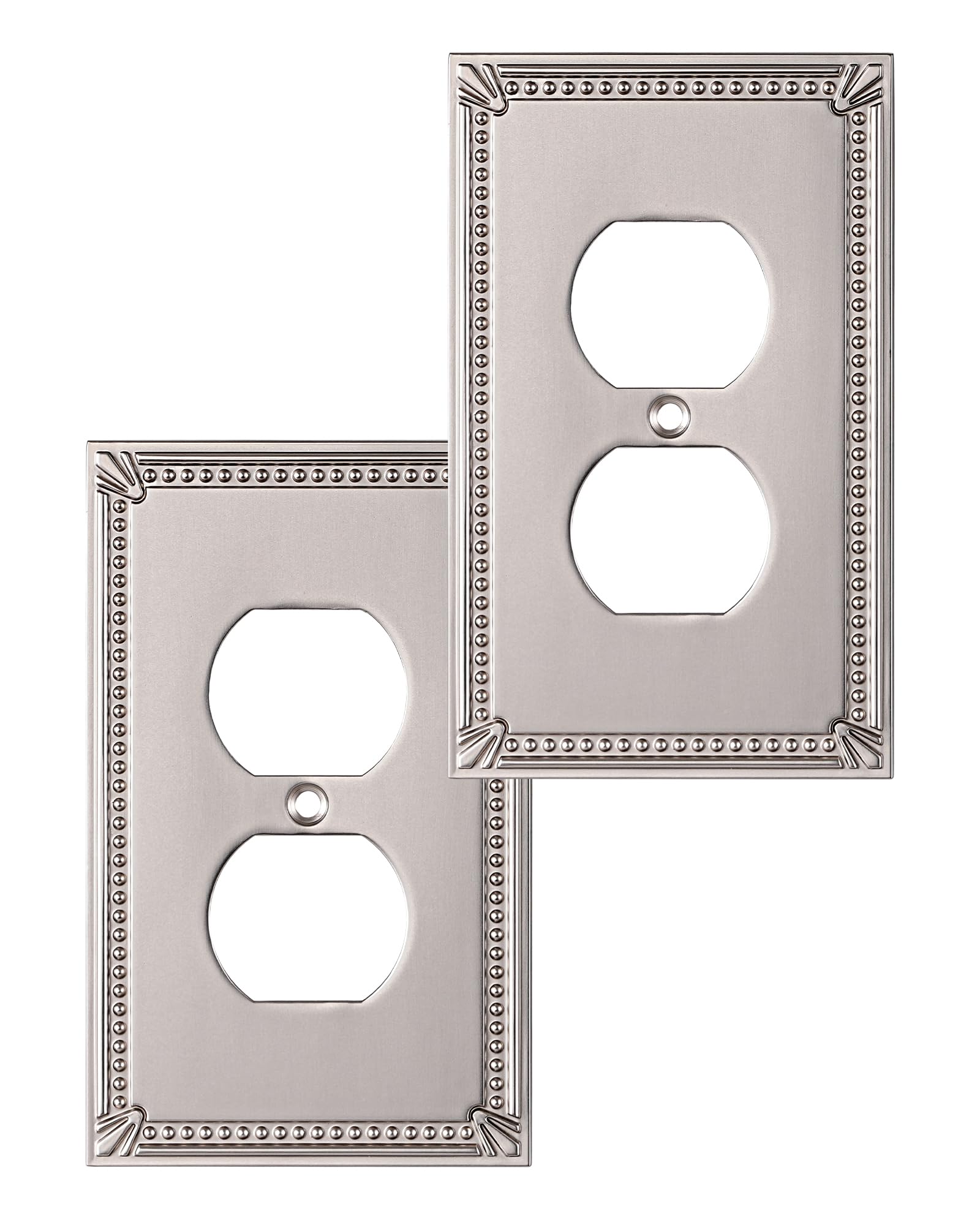 Plaques de finition en zinc nickel satiné au design travaillé à perles creuses