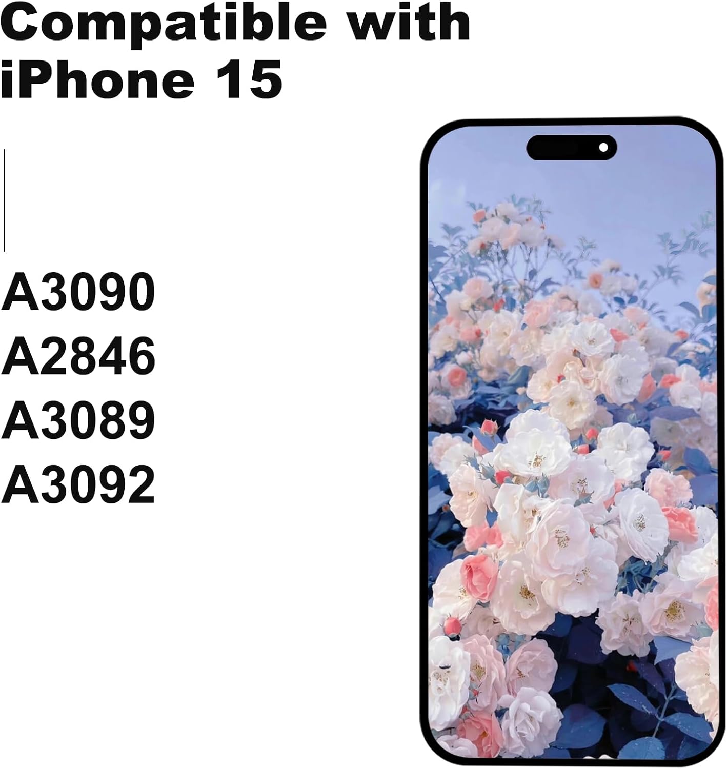 OLED Screen for iPhone 15 Screen Replacement [Soft OLED, NOT LCD], 3D Touch Display Full HD Digitizer Assembly with Repair Tools Kit, Waterproof Adhesive, Screen Protector