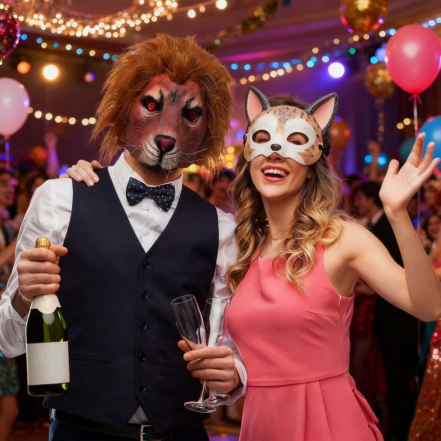 Lion Mask, Funny Latex Fierce Lion Mask Role Play Head Masks for Cosplay Party Props - Image 3