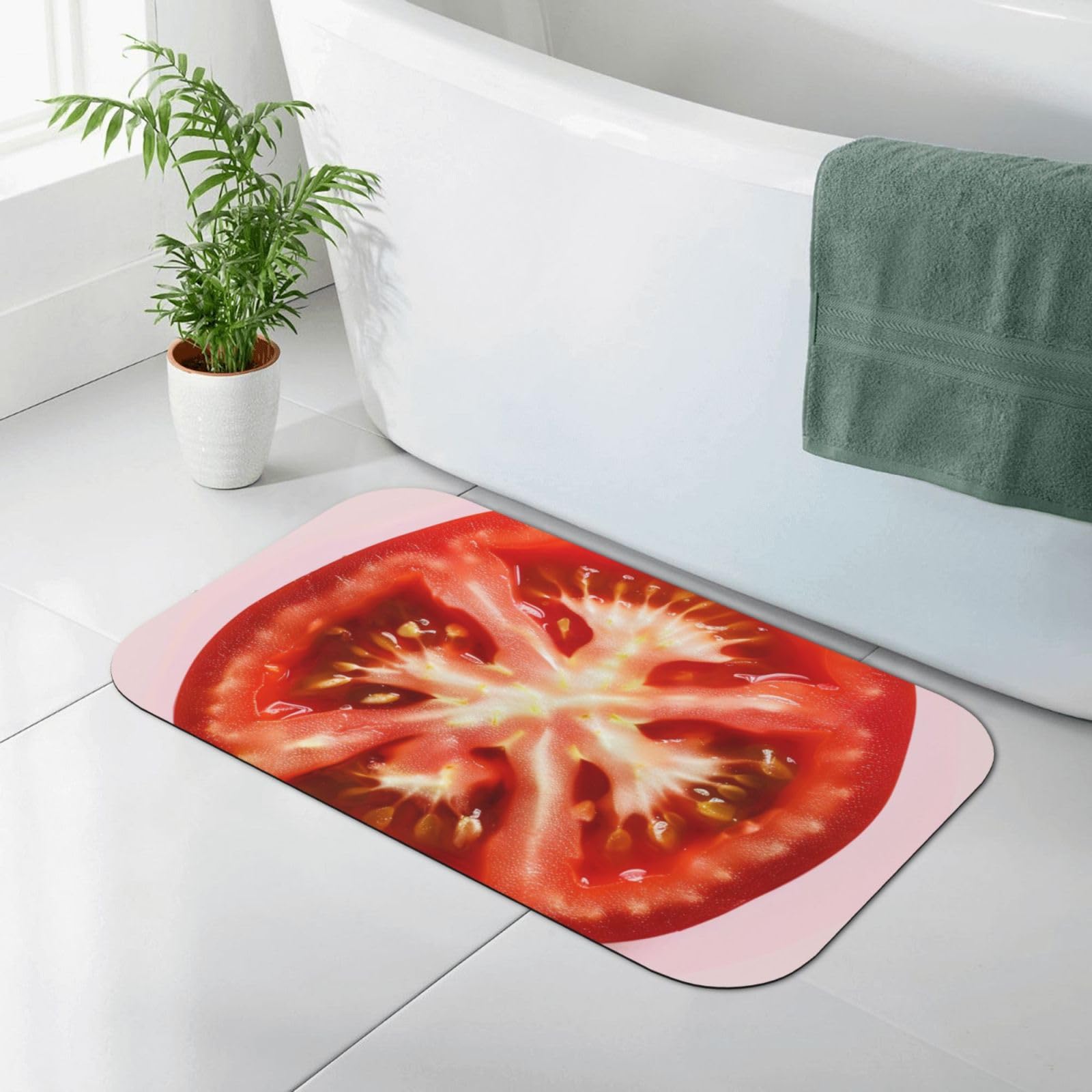Tapis de bain absorbant en diatomite 80x50 cm antidérapant motif tomate pour douche