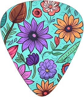 Colored Doodle Flowers Guitar Picks 12 Pack Bass Picks with Organizer Box Guitar Plectrum Includes Thin Medium Heavy Guitar Picks Ukulele Picks for Bass Acoustic Electric Guitars