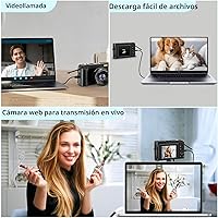 Vista 6 de Cámara digital 4K para enfoque automático de fotografía, cámara de video de 48 MP para YouTube con tarjeta SD, 2 baterías, cámara compacta de viaje