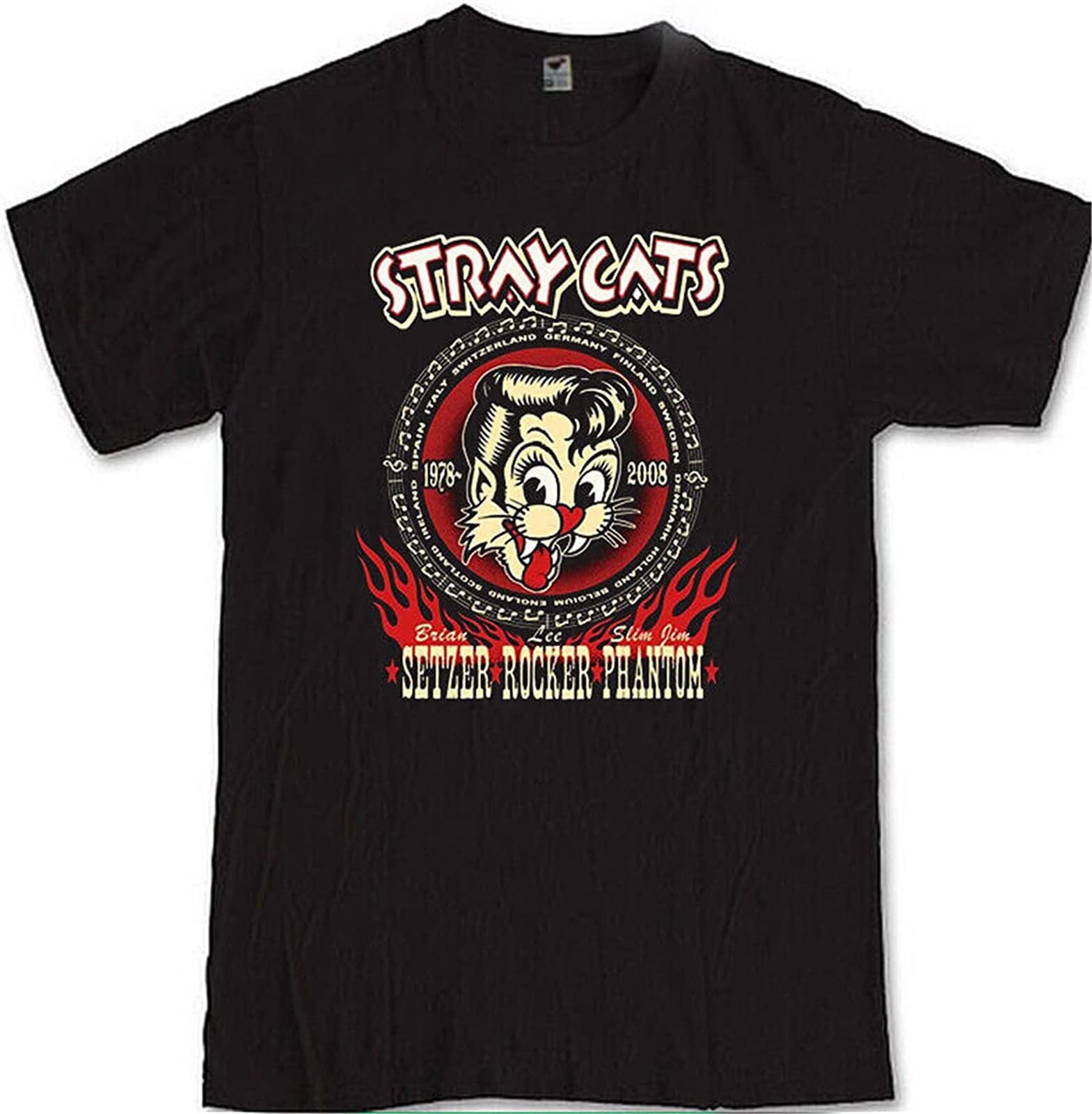 Stray Cats Rockabilly Band Mens T-Shirt Unisex Tees T-Shirt Graphic Unisex Tee Shirt Black L