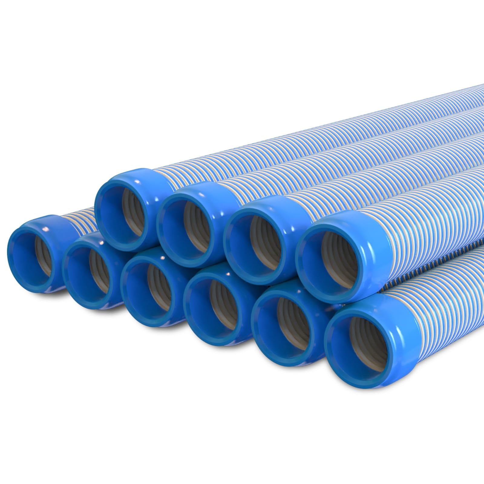 Photo 1 of Poolvio Pool Vacuum Hose 33 Feet (10 x 40 Inch), 1.5 Inch Cuffs, Compatible with Most Inground Pool Automatic Cleaners, Blue