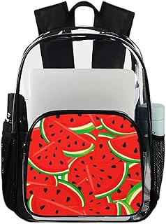 Mochila transparente Frutas melancia mochila resistente, mochila transparente impermeável com estampa de melancia bonita mochila transparente de PVC com alça de ombro reforçada para escola, trabalho, viagens, Multicor