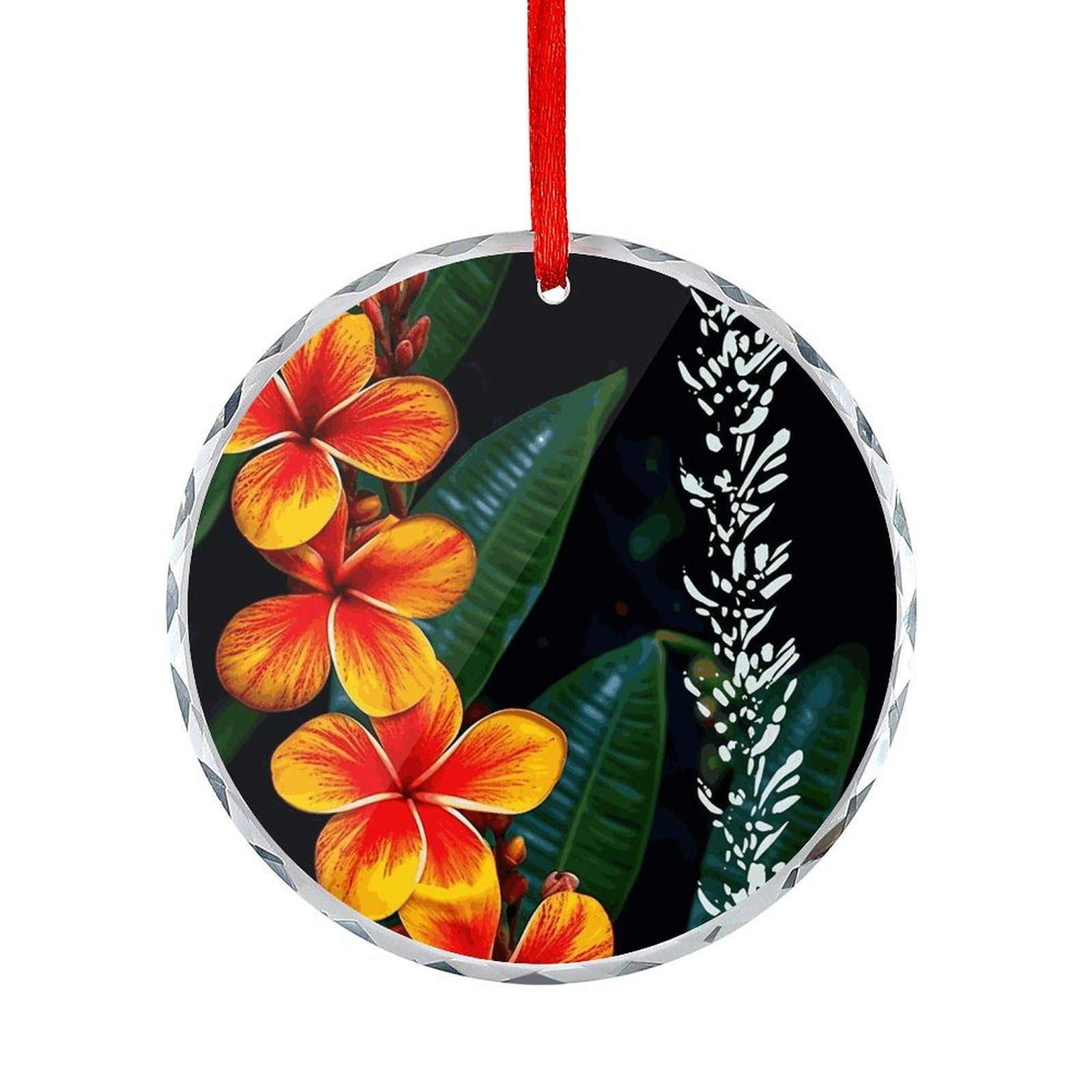 Fodpand Women's Style Eye-Catching Hawaiian Flowers Round Glass Ornament Keepsake Gift Exchange Ideas Car Decor,Christmas Ornaments For Tree Window Garden Ornaments