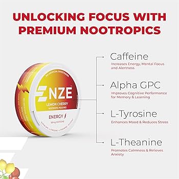Amazon.com: NZE Caffeine Nootropic Pouches (Lemon Cherry) - Energy