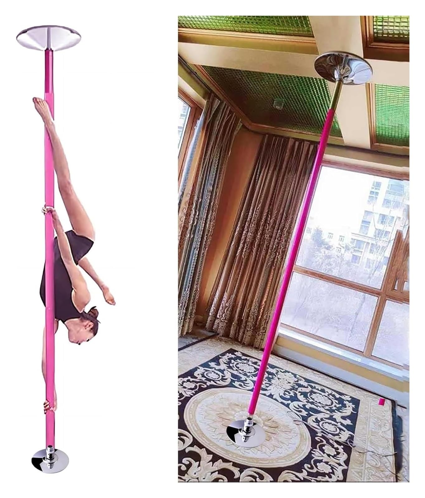 JYBNBBE Stripper Pole,Dance Pole, Portable Dance Pole, Spinning Static Silicone Dancing Pole Kit for Exercises/Fitness, Stripper Pole,Height 2.3-3 M(7.5 Ft