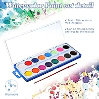 Vista 3 de Jexine Juego de 48 pinturas de acuarela de 16 colores, lavable a granel, pintura de acuarela con pinceles para adultos, actividades artísticas