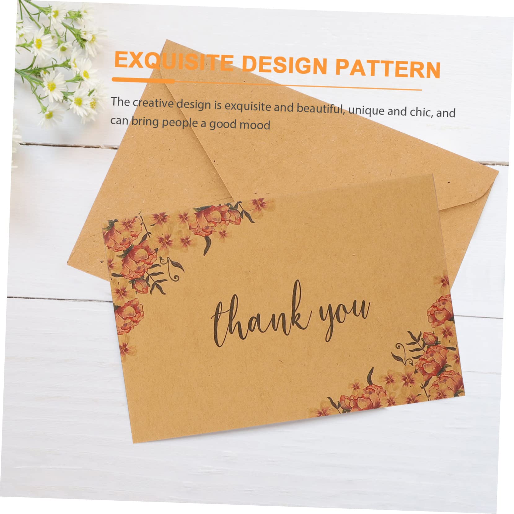 Lurrose 50stücke Kraft Dankeskarten Mit Blumenmotiv Vintage Karten Für Hochzeiten Dankesagen Und Besondere Anlässe Leere Innenseiten Persönlichen Schreiben