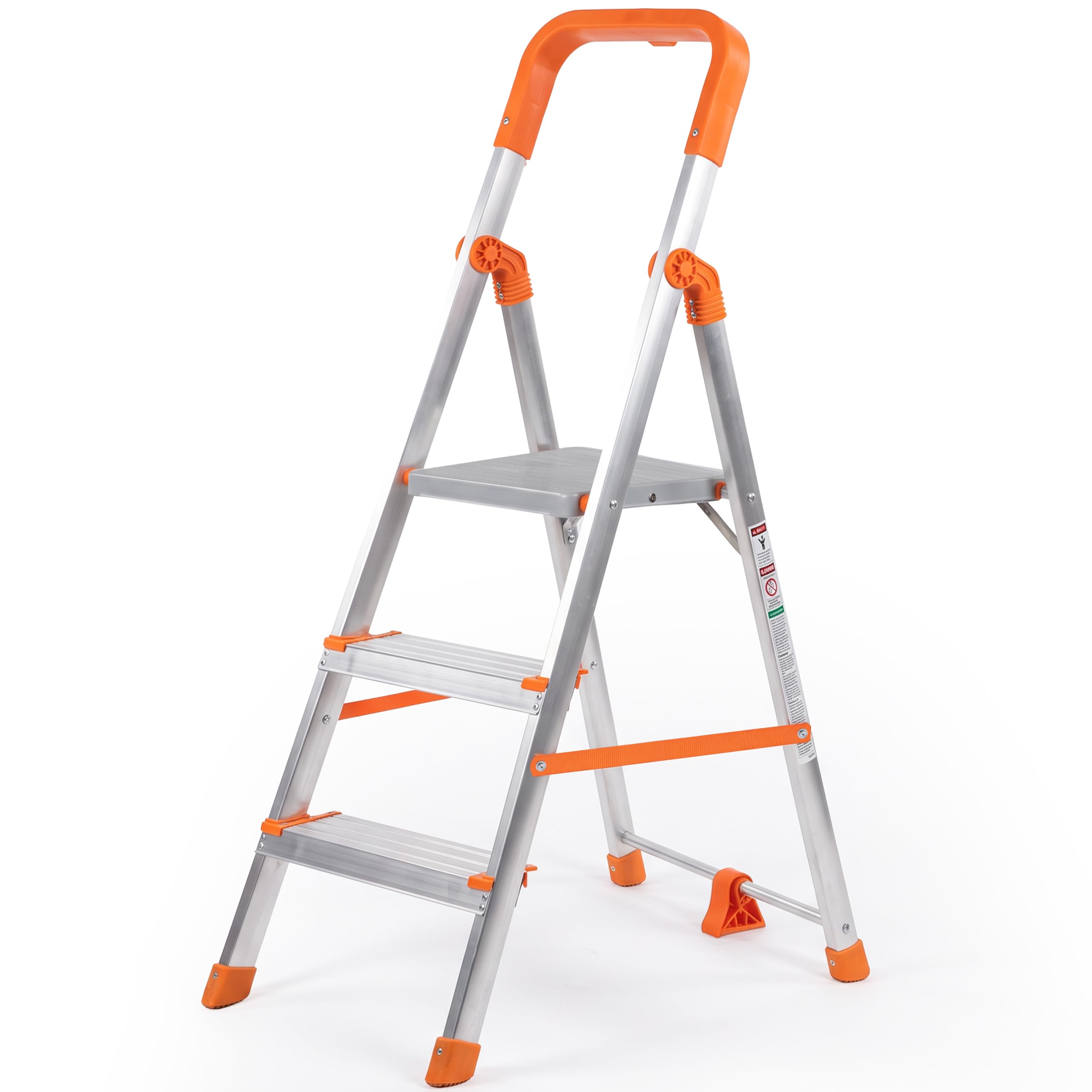 HOUZA Aluminium Ladder for Home 6 Steps Foldable with Railing & Anti-Skid Wide Steps | 6 Step Ladder for Home Use, Kitchen & Household | 250 Kg Load Capacity Folding Ladder | 5 Year Warranty (Orange) — Amazon image 14
