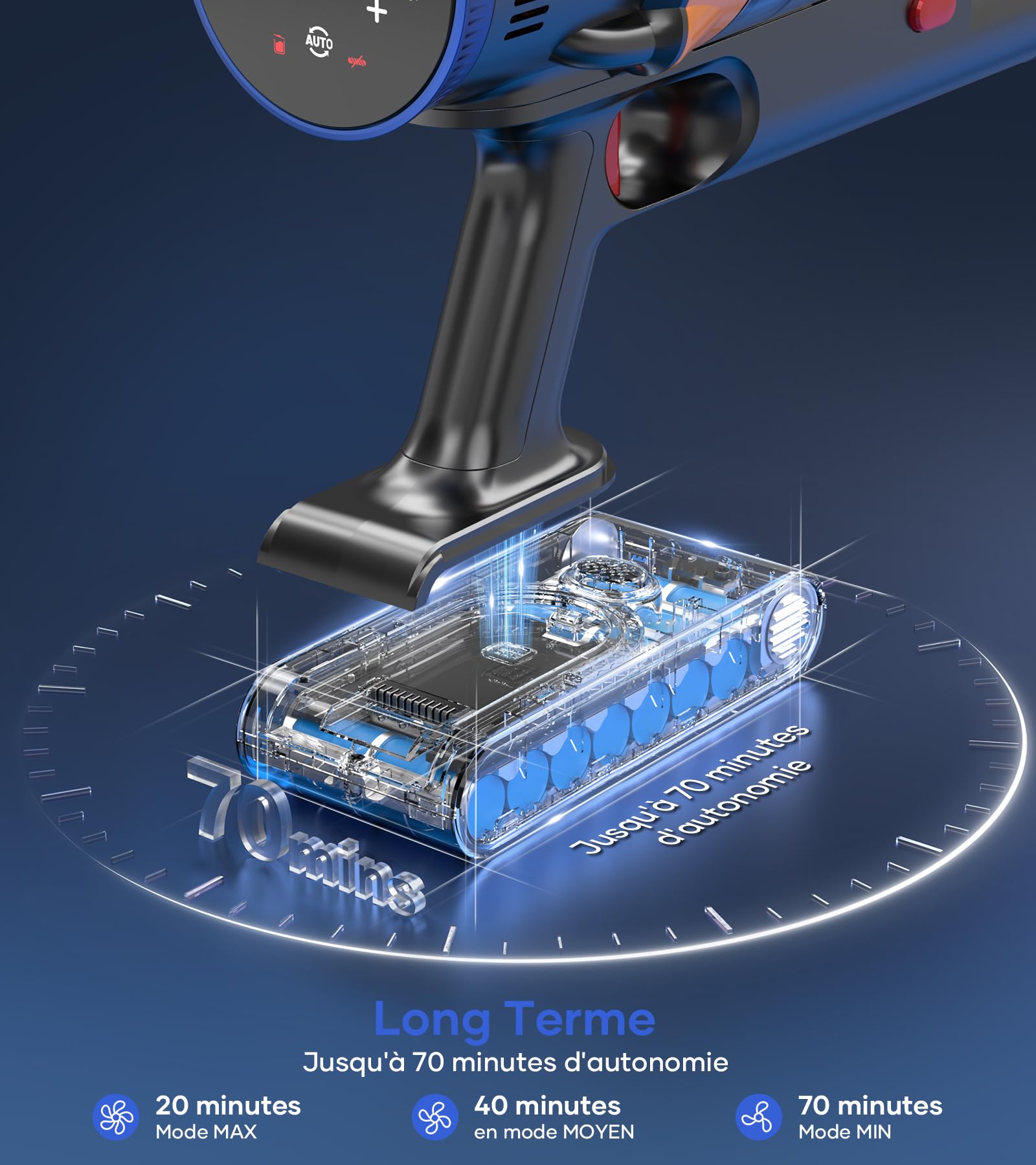 Aspirapolvere Senza Fili MIBODE V28 - Potente 45Kpa, Autonomia 65 Min, Touchscreen E Anti-Groviglio - Foto 12