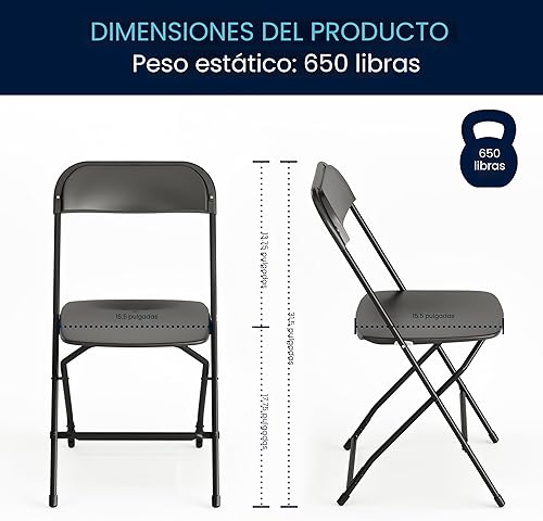 Miniatura 2 de Flash Furniture Hercules - Juego de 10 sillas plegables de plástico resistentes para interiores y exteriores, sillas apilables comerciales plegables