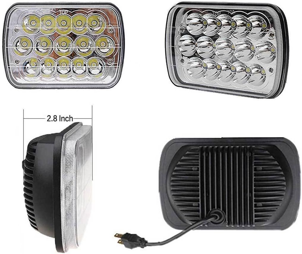 7x6 Inch for Ford E-150 E-250 E-350 LED Headlights Sealed Beam Square Headlamps High Low Double Beam H6014 H6052 H6054 6054 45W 1Pair - 2 Yr Guarantee