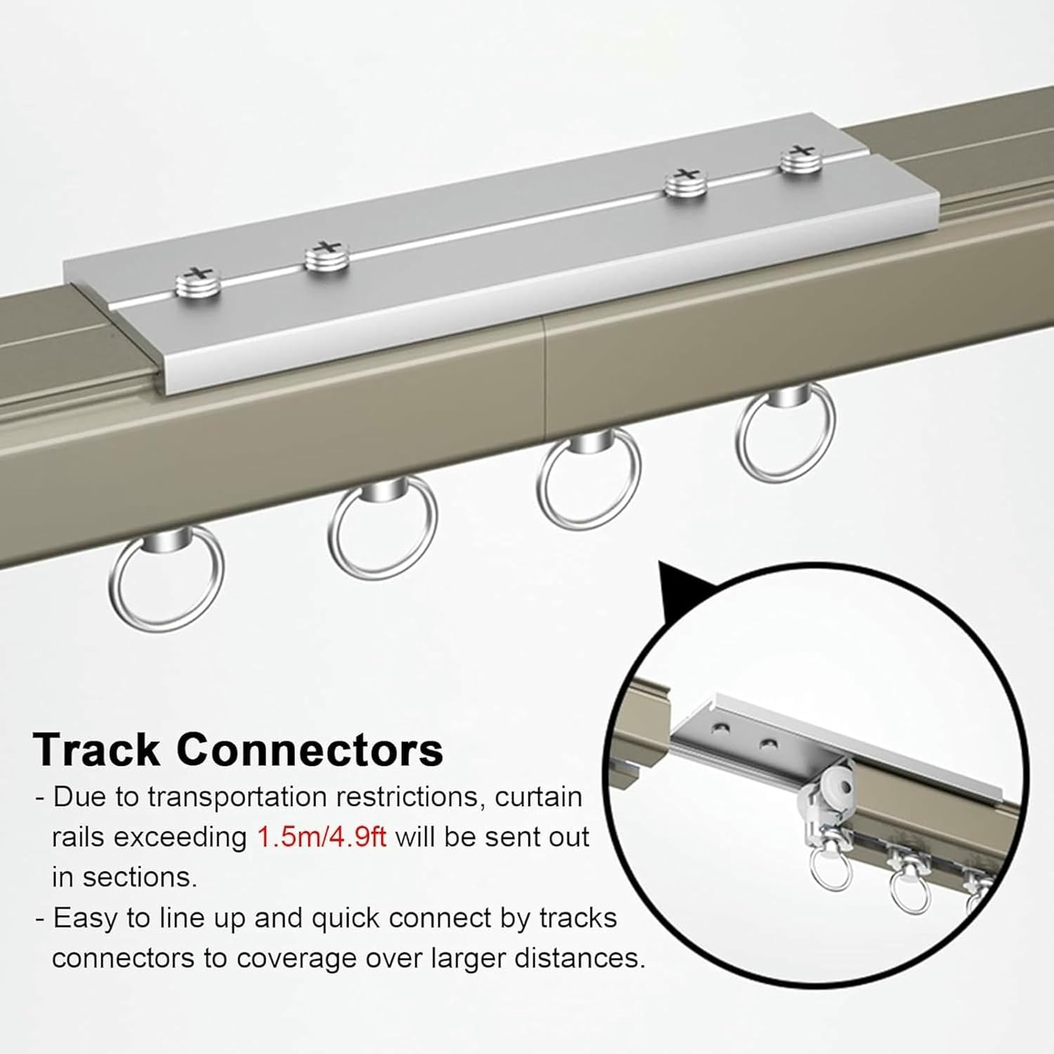 Room Divider Ceiling Track Hospital Heavy Duty Straight Curtain Rail Set/Silent Single Tracks Black Curtain Track System for Theater Cinemas, for Window, Load 50kg/110lbs,Ceiling Mount-213.3cm/7ft