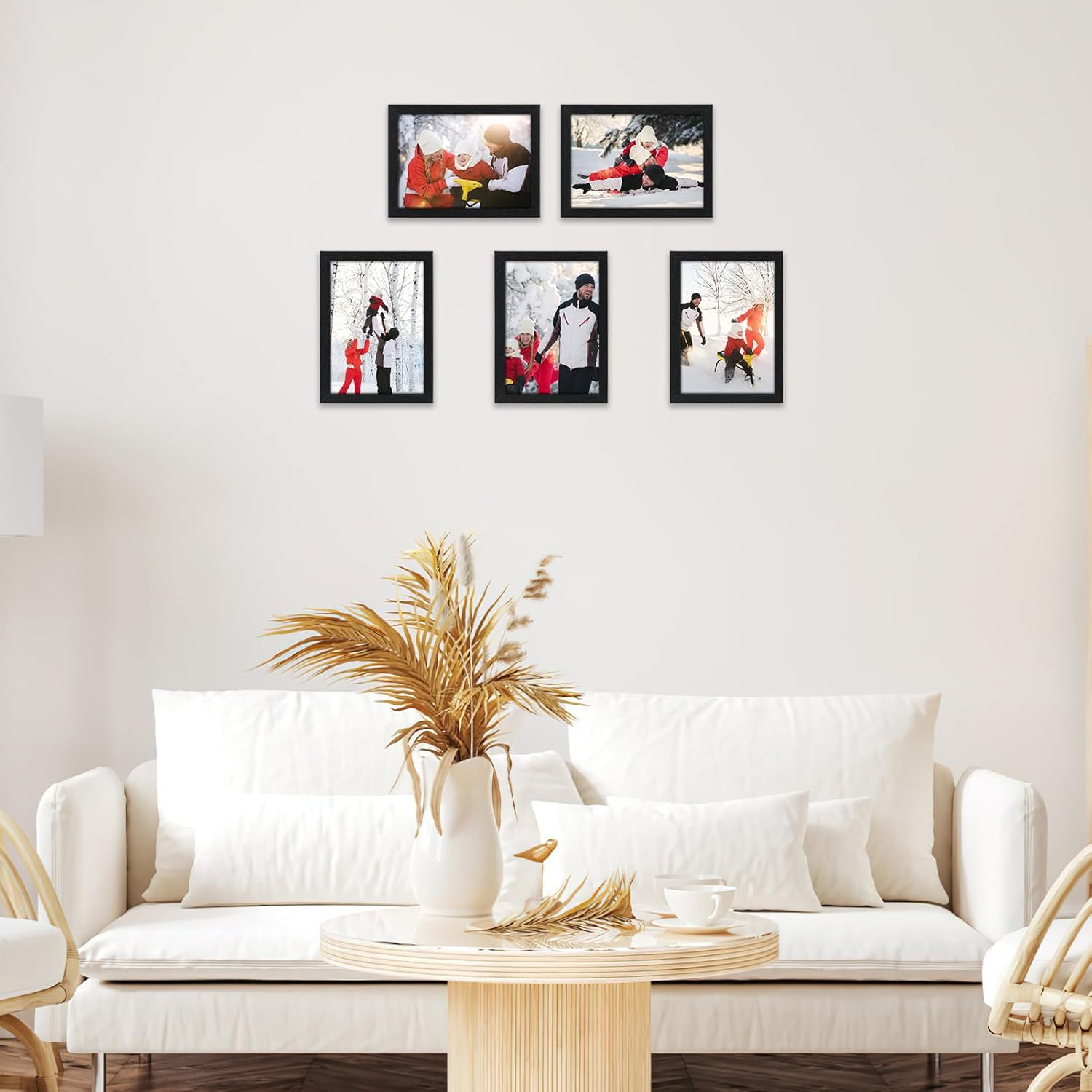 PHAREGE 5x7 Picture Frame Bulk Black, Set of 18 MDF Wood Grain Frame for Display 5 by 7 Family Wedding Photos on Tabletop or Wall