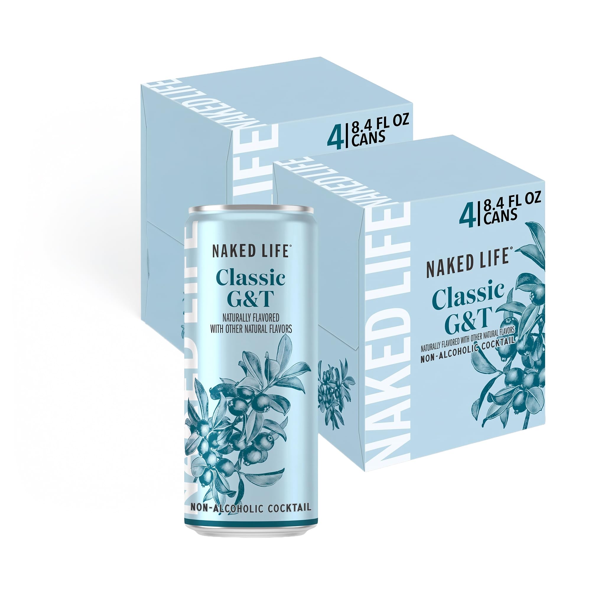Naked Life Non-Alcoholic Drinks, Classic G&T, Zero Sugar, Award-Winning Alcohol-Free Cocktail, Low Calorie 8 pack, 8.4 fl oz cans Classic G & T 8.4 Fl Oz (Pack