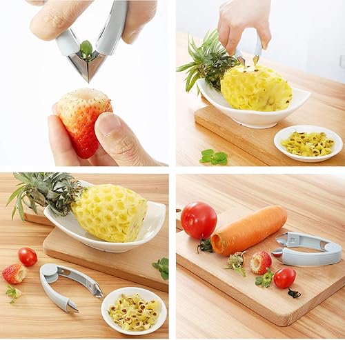 Miniatura 7 de Removedor de tallo de fresa para descorazonador de tomate, herramienta de cortador de patata, piña, zanahoria, herramienta de cocina, pinzas para