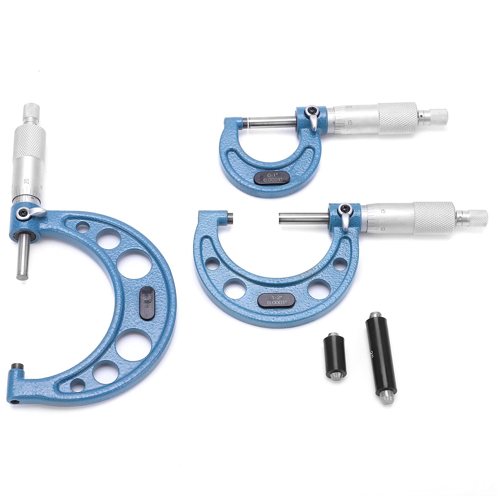 Micrómetro Industrial, Precisión de 0-3in 0.0001in, Medición de Acero Espesado, de Trinquete Acceso Rápido de 1 Pulgada de 2 Pulgadas de Calibración con Estuche de Trípode