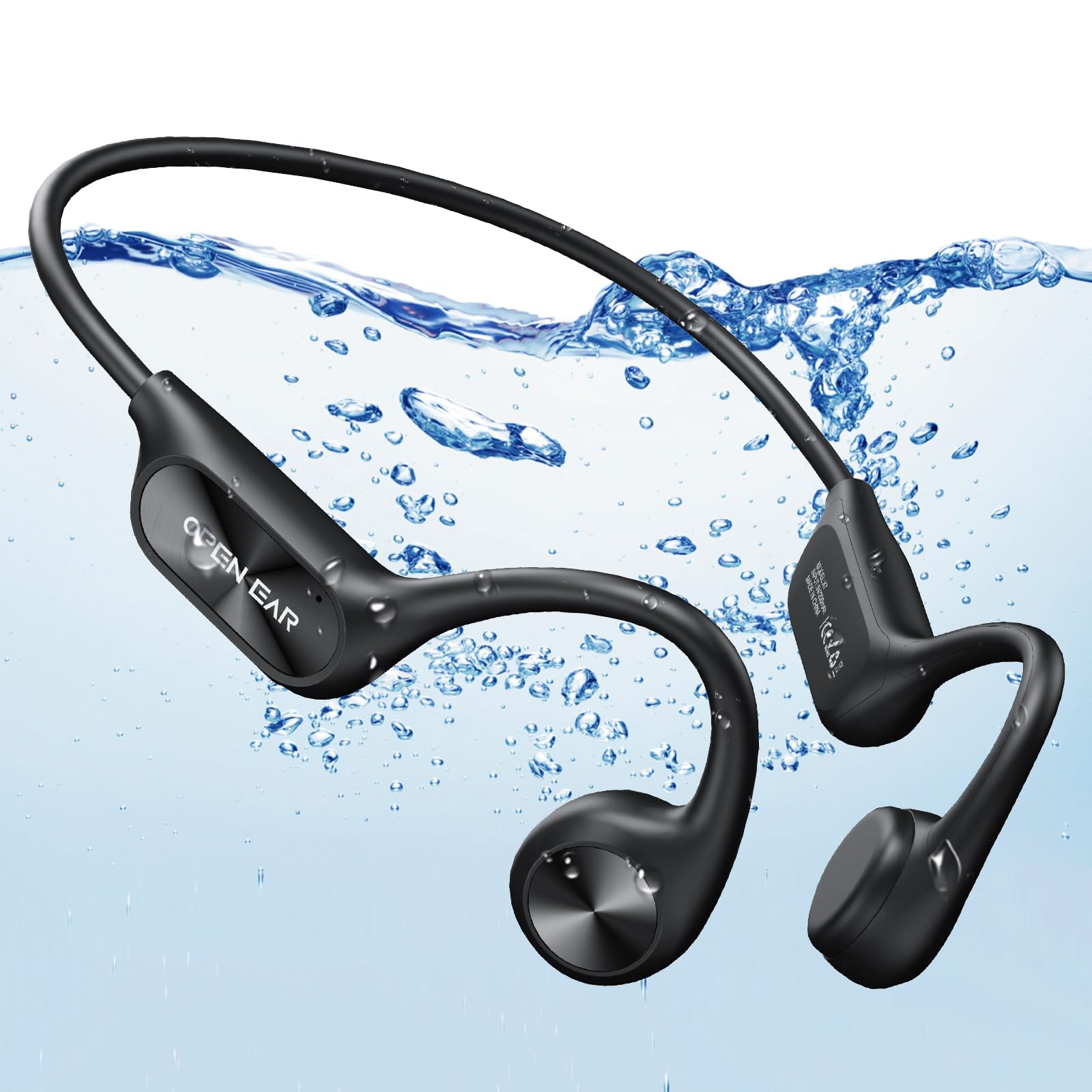 Bone Conduction Headphones Swimming Headphones, IP68 Waterproof Wireless Headset Bluetooth v5.3, Built-in 32G with MP3 Player, Open Ear Sports Earphones for Swimming, Sports, Running