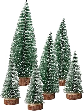 Evelin LEE Mini Christmas Tree Desktop Decorations Plastic Winter Ornaments Tabletop Trees for Holiday Party 6pcs, As Pictured