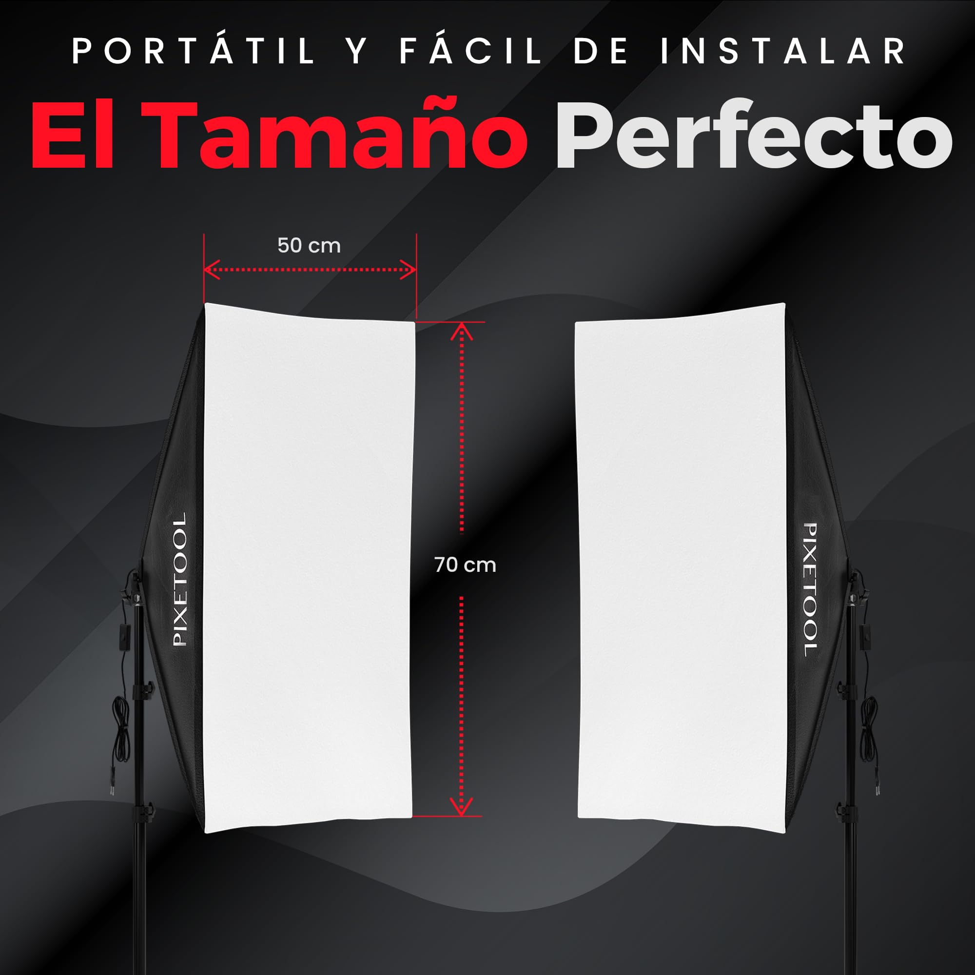 Set Softbox per Studio Fotografico - 2 Softbox 70x50 cm, 2 Luci a LED 4800 Lumen 3000-6000K - Luce Fotografica - Kit di Illuminazione – Lampada Fotografica