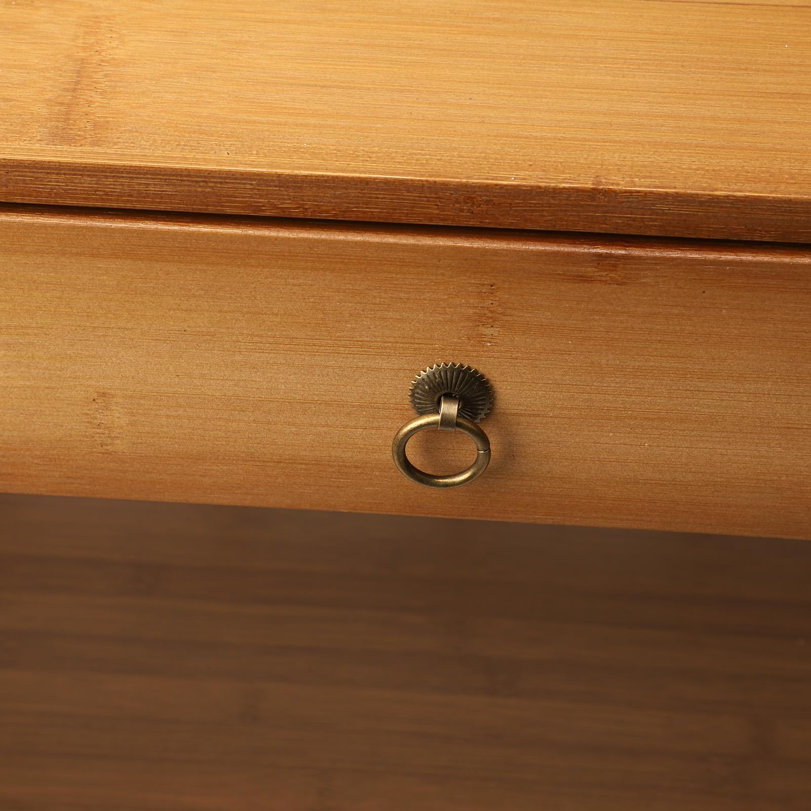 Rengue Carrello di Servizio Mobile, Tavolino Laterale in bambù con 4 Ruote per Uso Domestico, Mobiletto Portaoggetti Multiuso, Design in Stile Cinese