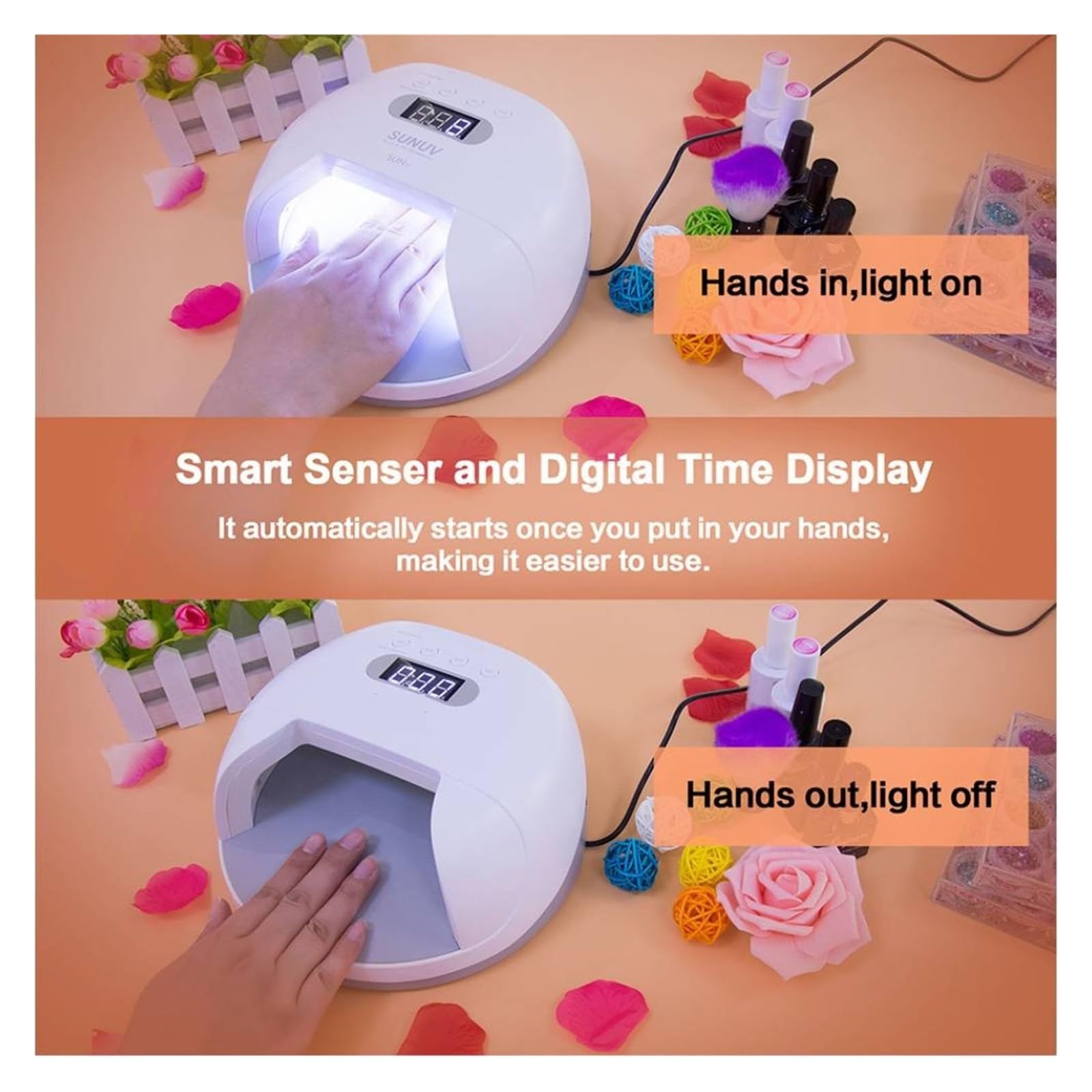 Lampa UV do paznokci, Lampa do paznokci LED UV Suszarka Duża moc Szybko utwardzający się żel Profesjonalne suszarki żelu Narzędzia Maszyna