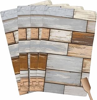 Chucoco Kitchen Towel Absorbent Dish Towels Country Vintage Wood Plank 4 Pack Soft Reusable Hand Towel Washing Cloths, Quick Drying Hanging for Home Cleaning Retro Gray Brown Wooden