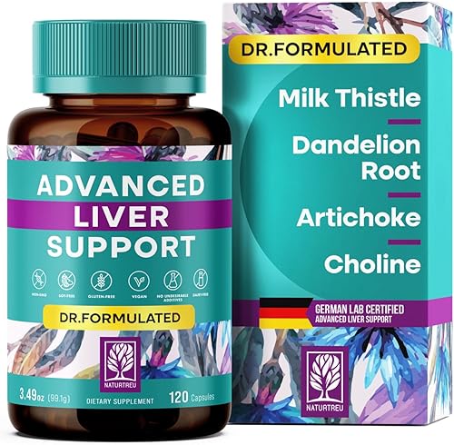 Desintoxicación y reparación vegana de limpieza hepática de alta potencia (suministro para 120 días)  Cardo mariano, silimarina, colina, alcachofa y