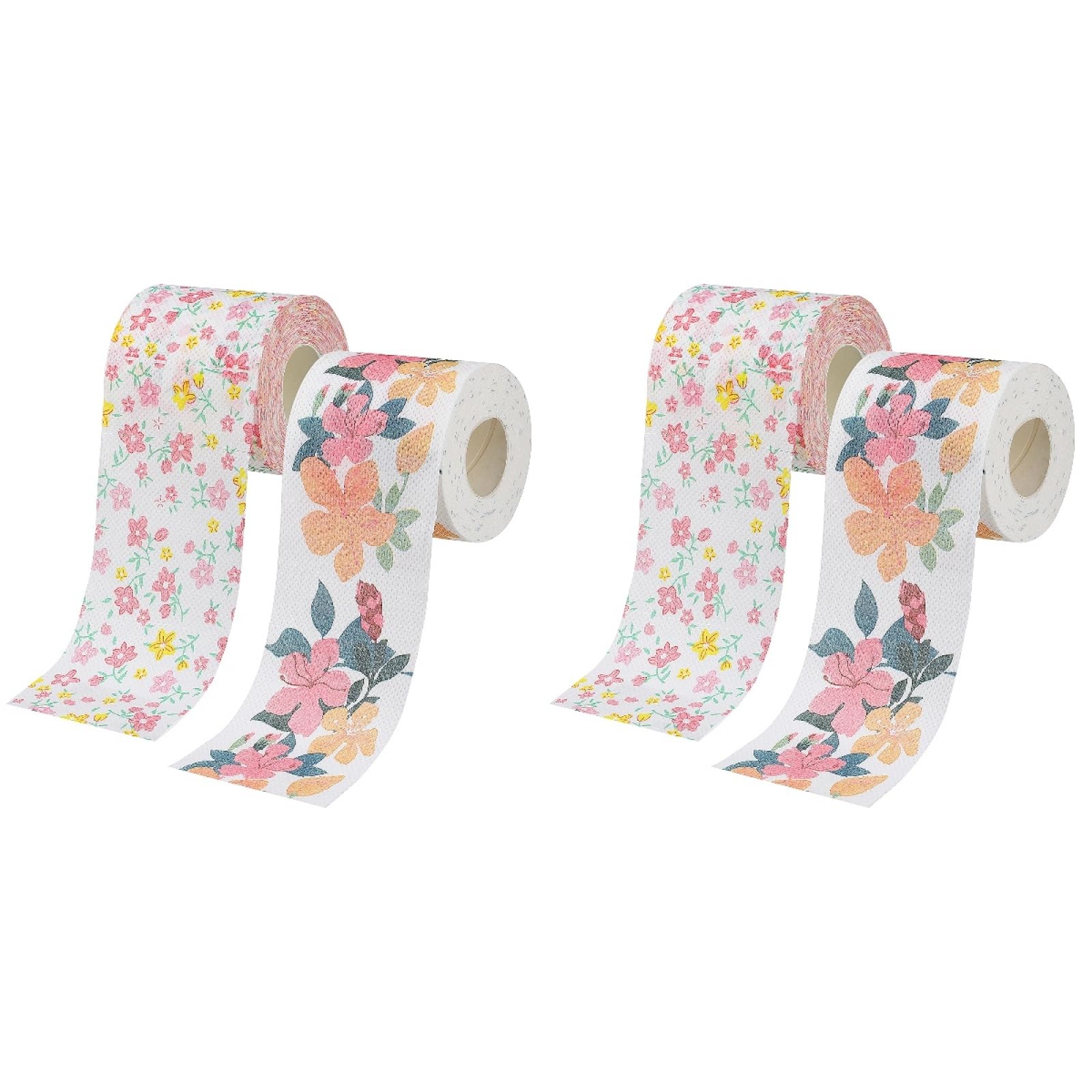 Healvian 2 Rollos de Papel higiénico con Estampado Floral, Agradable al Tacto, para Uso en casa y Oficina
