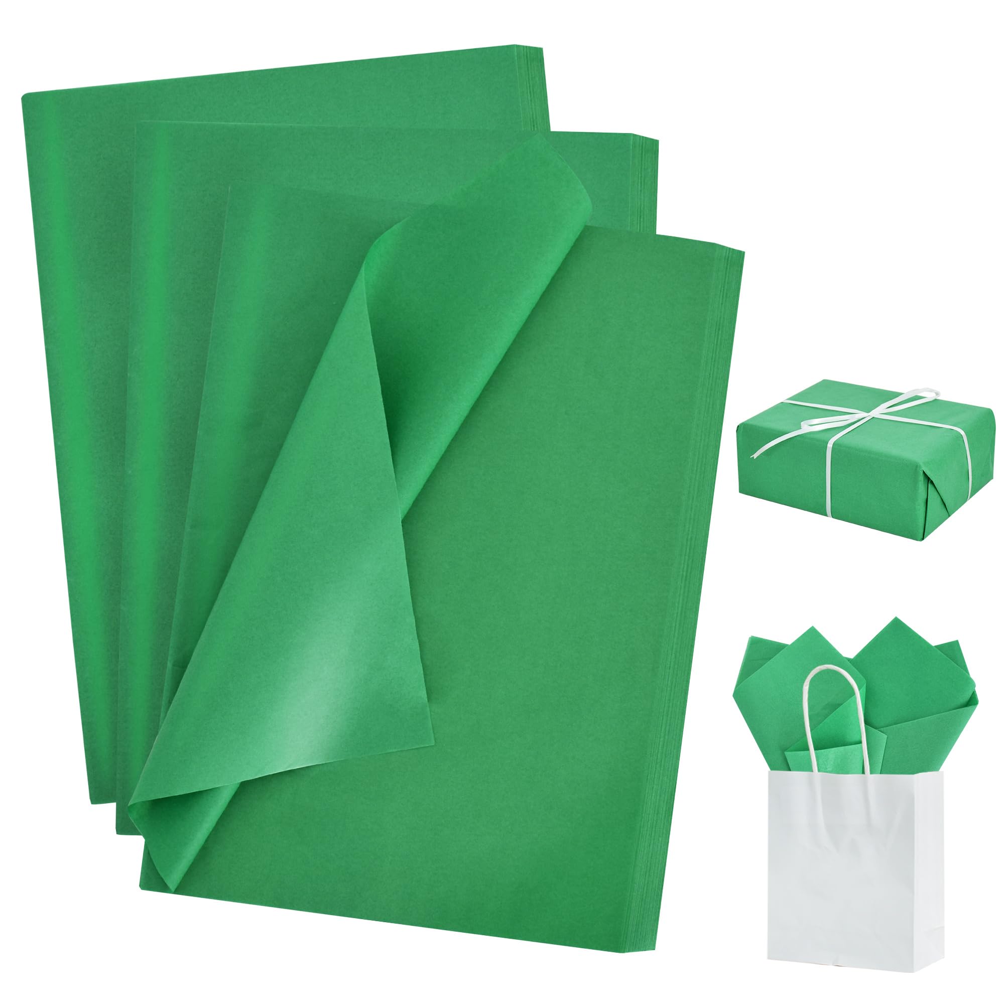 BEISHIDA 100 Sheets Green Tissue Paper Bulk, Wrapping Tissue Paper for Gift Bags, 14 x 20 Inch Gift Wrap for Birthday Wedding Graduation DIY Crafts Holiday Flowers