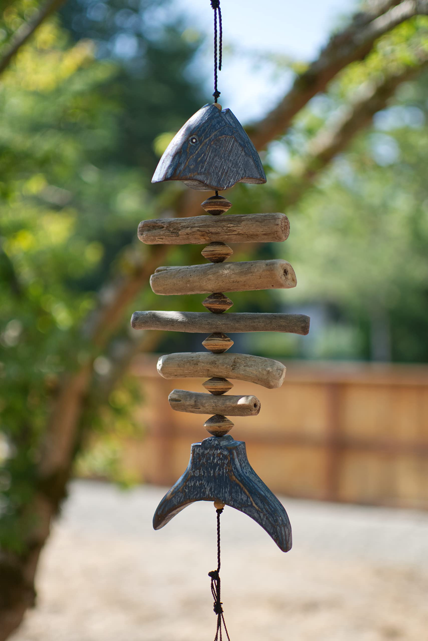 Cohasset Gifts Carillon à Vent En Bambou - Petit 79,8 Cm - Son Naturel Apaisant - #192 Bone Fish Simple - Décoration Intérieure