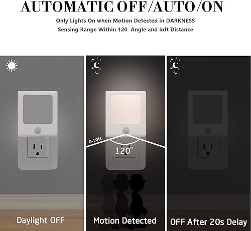 Miniatura 2 de Paquete de 3 Vintar - Luz nocturna LED regulable, luz nocturna enchufable con sensor automático de atardecer a amanecer, brillo ajustable, luces