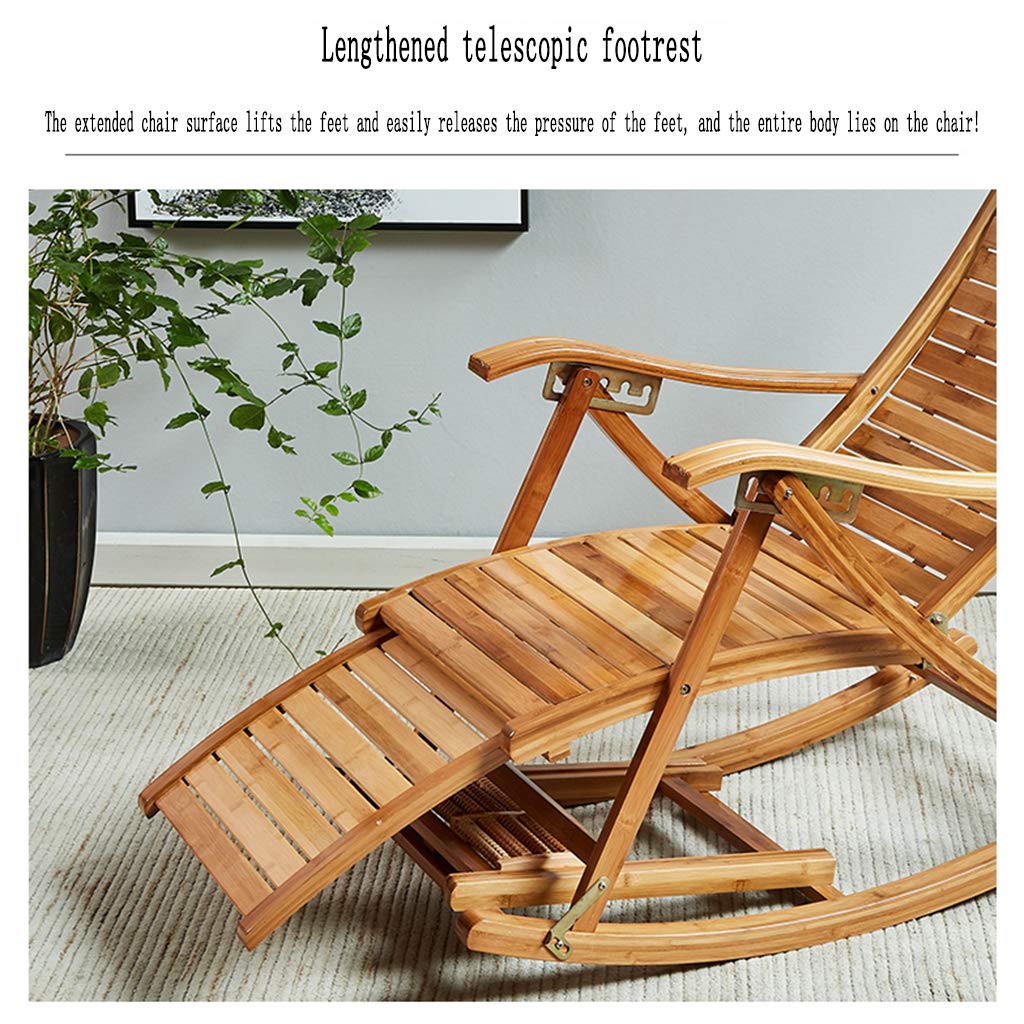 N / A Silla Gravedad CeroSilla Plegable, Tumbonas Ajustables, Silla de Ocio de Bambú con Carácter Fu, Tumbona, para Jardín de Jardín con Balcón Mecedora(Color:estilo2)