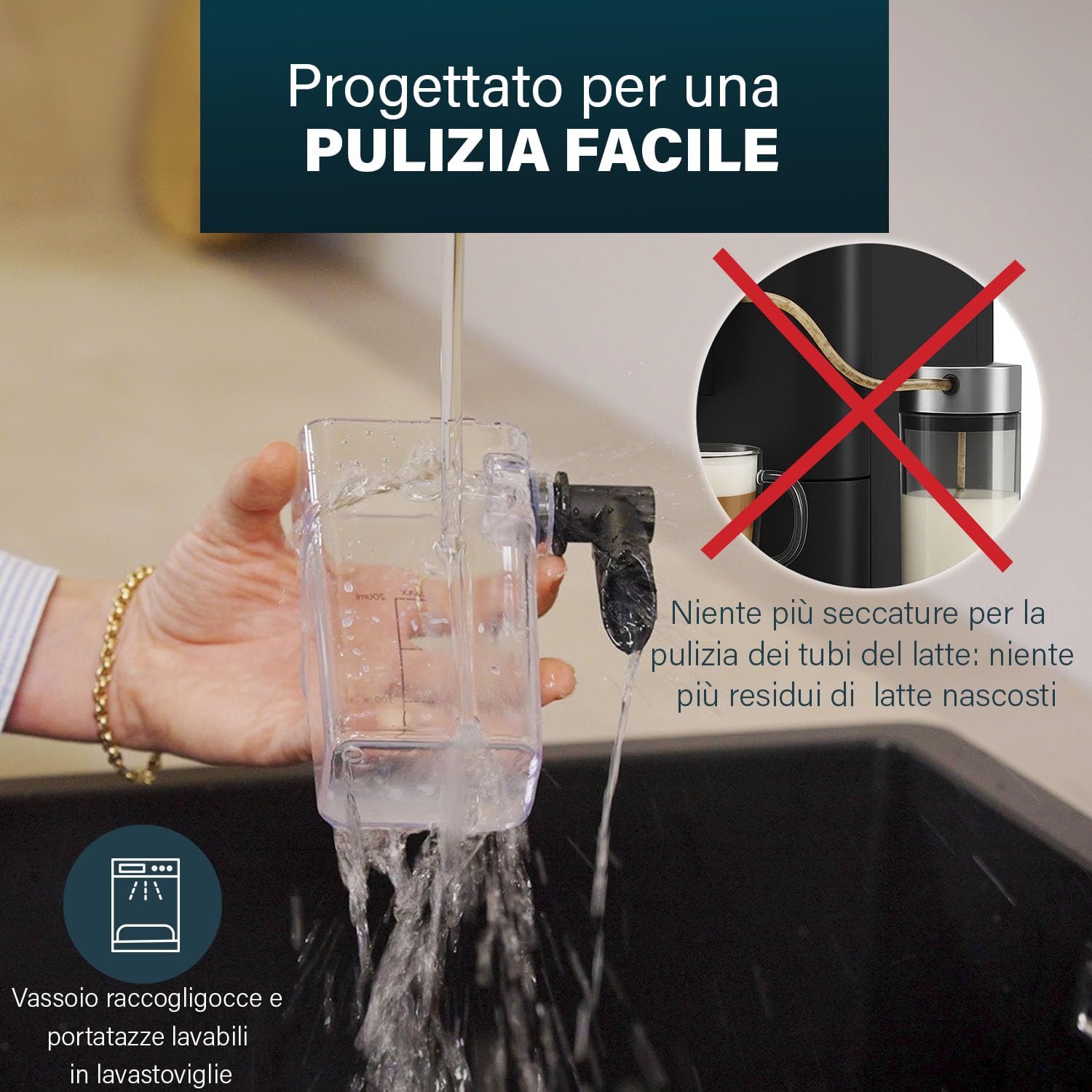 Princess Capsule and Latte Pro Macchina da Caffè a Capsule, Compatibile Nespresso, Latte Automatico, 20 Bar, 1400W, BPA Free, Parti Lavabili, Spegnimento Automatico, 01.249455.01.001