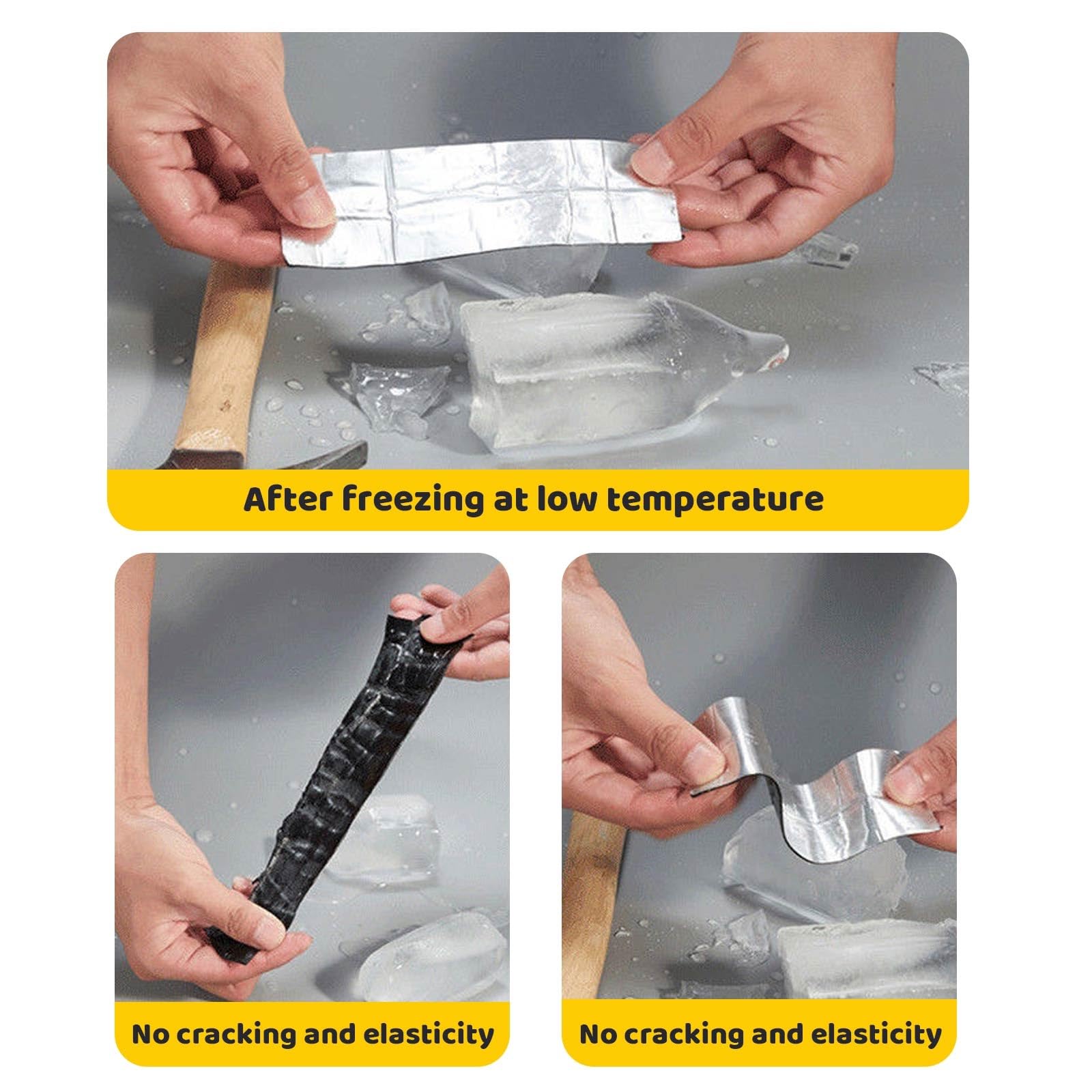 Cinta para Reparación Autoadhesiva Bituminosa, Cinta de Sellado Impermeable de Aluminio Rollo Adhesivo de Tela Asfáltica para Grietas en la Superficie Ventana(30cmW x 1.50mmT x 10mL)