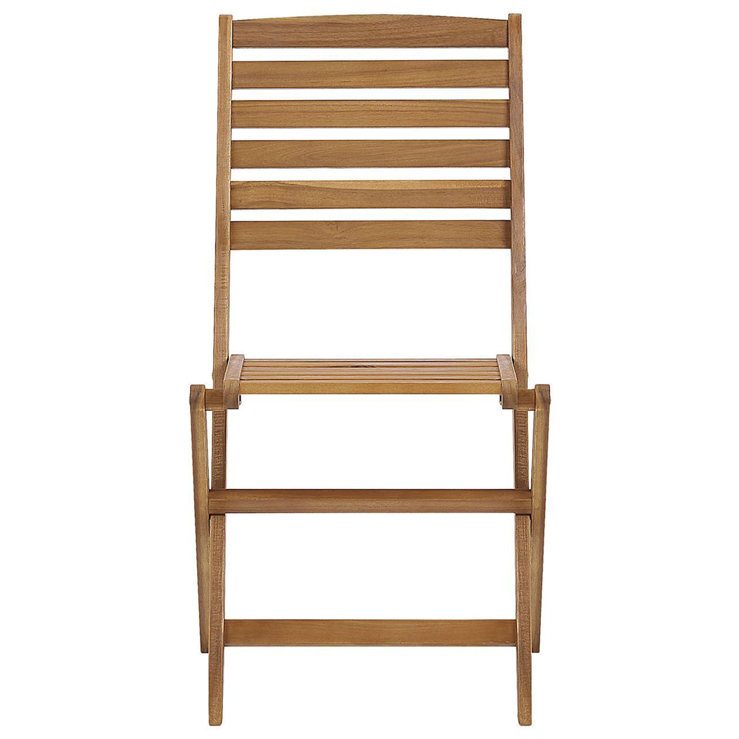 Beliani Gartenmöbel Set hellbraunes Akazienholz Tisch rund 150 cm mit 6 Stühlen Tolve
