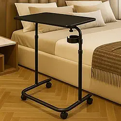 mesa ajustavel para notebook, mesa para computador pequena com altura ajustável, mesa de apoio lateral para sofa (Preta)