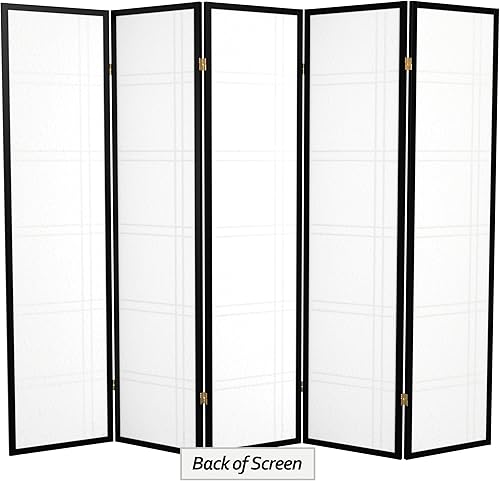 Miniatura 51 de Red Lantern Pantalla Shoji de doble cruz de 6 pies de alto, color blanco, 5 paneles Blanco,Negro
