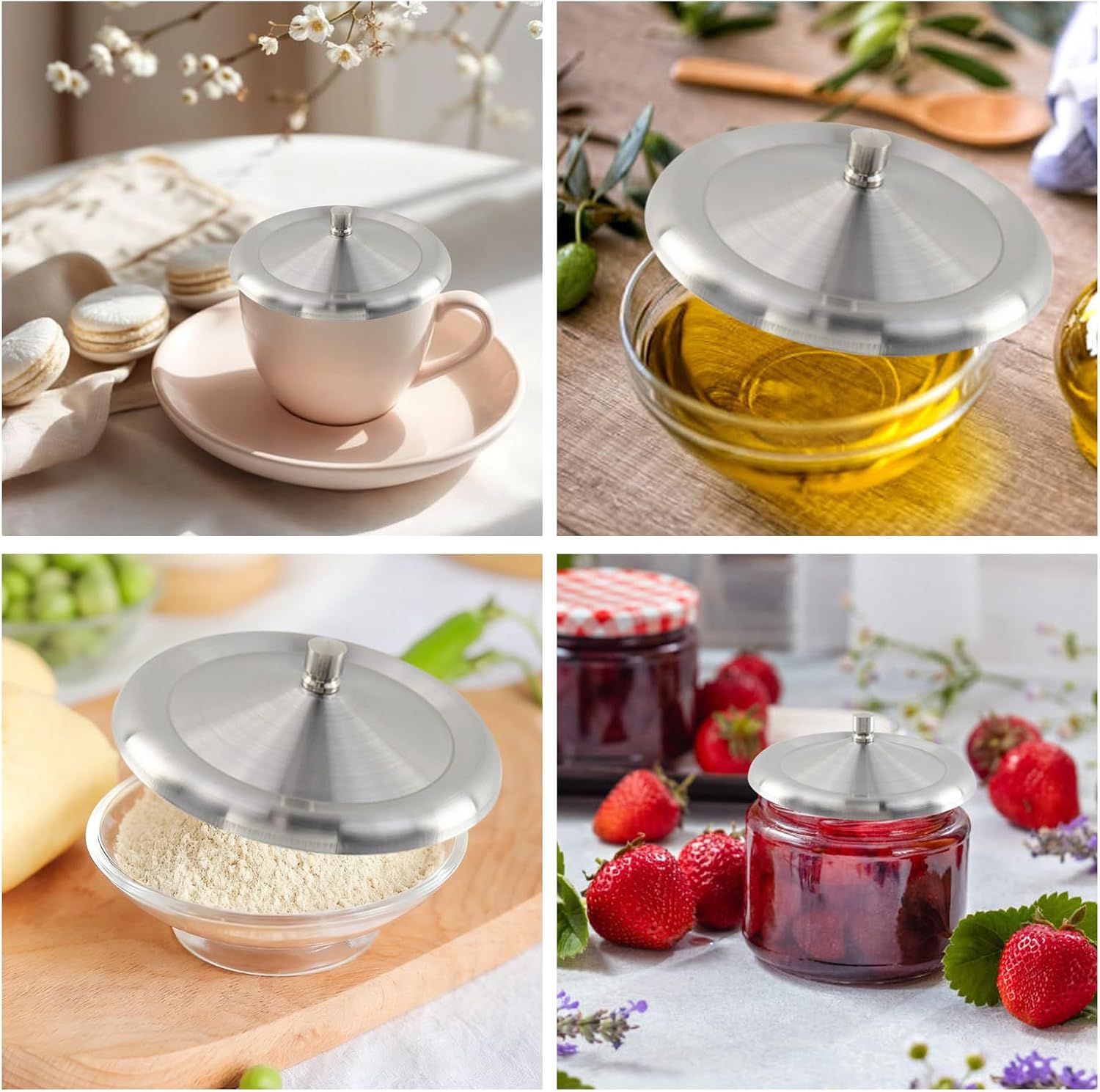 Antrader Stainless Steel Round Cup Lid,Fit for Cup of 3.6"-3.7" in Diameter