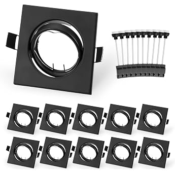 Leselux Mounting Frame Swivel with GU10 Socket Black Square Set of 10